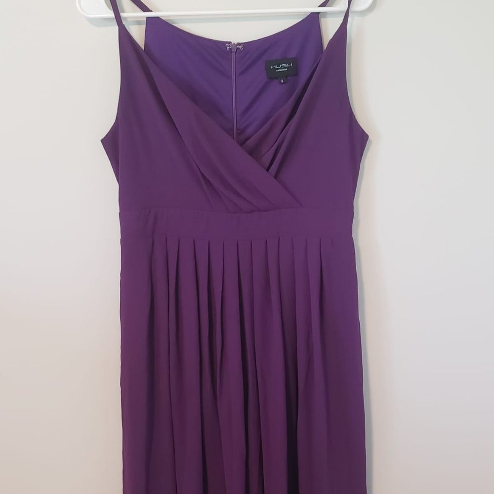 Crossfront V-neck Purple Mini Formal Gown